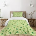 thumbnail image 3 of Ambesonne Irish Quilted Bedspread Set 2 Pcs, Checkered Retro Shamrocks, Twin Size, Multicolor, 3 of 6