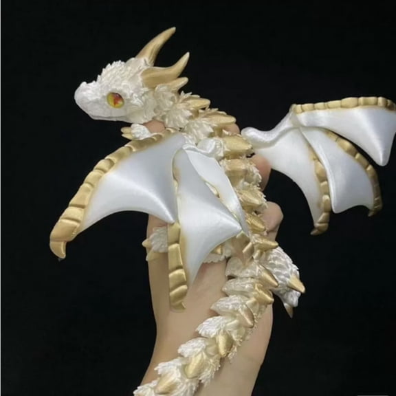 Euaioeiu 3D Printed Dragon with Wings,3D Printed Animals Toys,Flexible Jointed Dragon Model Gradient Color Changing Poseable Collectible Desk Decor Mythical Creature Toy Blue Purple Gold 86.6x70.9in