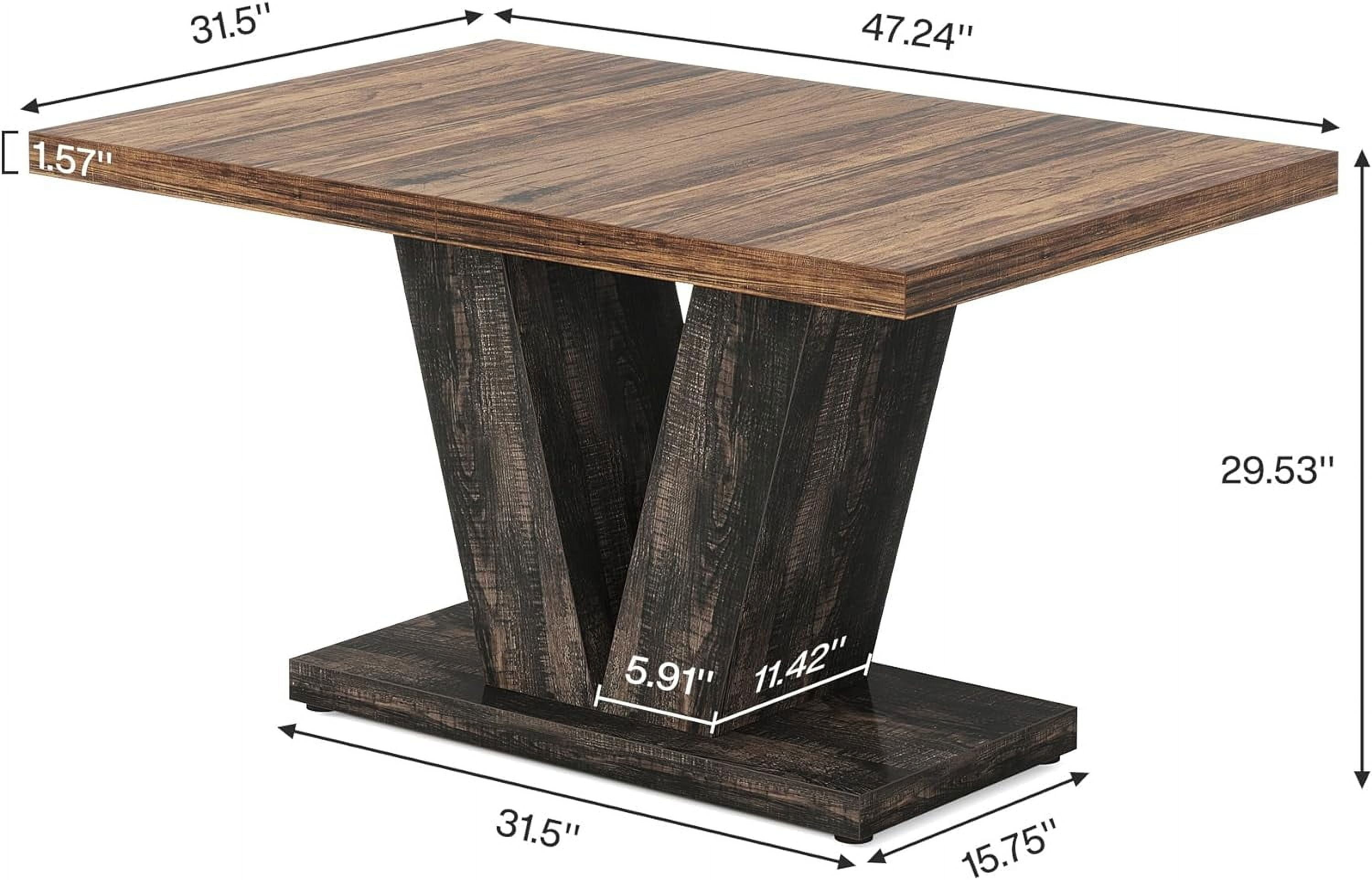Tribesigns 47" Dining Table for 4, Wood Black Kitchen Table with Heavy Duty Pedestal for Dining Room