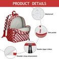 thumbnail image 4 of White Red Checkered Backpack Backpack for School,Cute School Bag,Schoolbag with Adjustable Shoulder Straps & Padded Back,13.8"x11.4"x6", 4 of 6