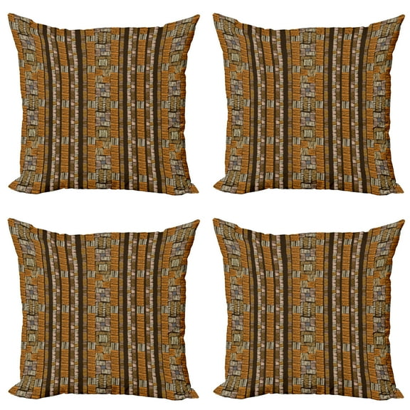 Ambesonne Ethnic Throw Pillow Cover 4 Pack, Timeless Motifs, 20", Multicolor