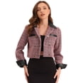 thumbnail image 1 of Chaqueta Corta de Tweed para Mujer Blazer Vintage de Tela de Cuadros con Solapa y Doble Botonadura rojo XL, 1 of 5
