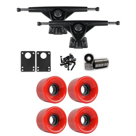 RKP Black Longboard Trucks Wheels Package 59mm x 43mm 83A 186C Red