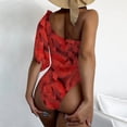 thumbnail image 4 of Aayomet Womens Swimwear Tummy Control V Neck Bathing Suits,Red L, 4 of 5