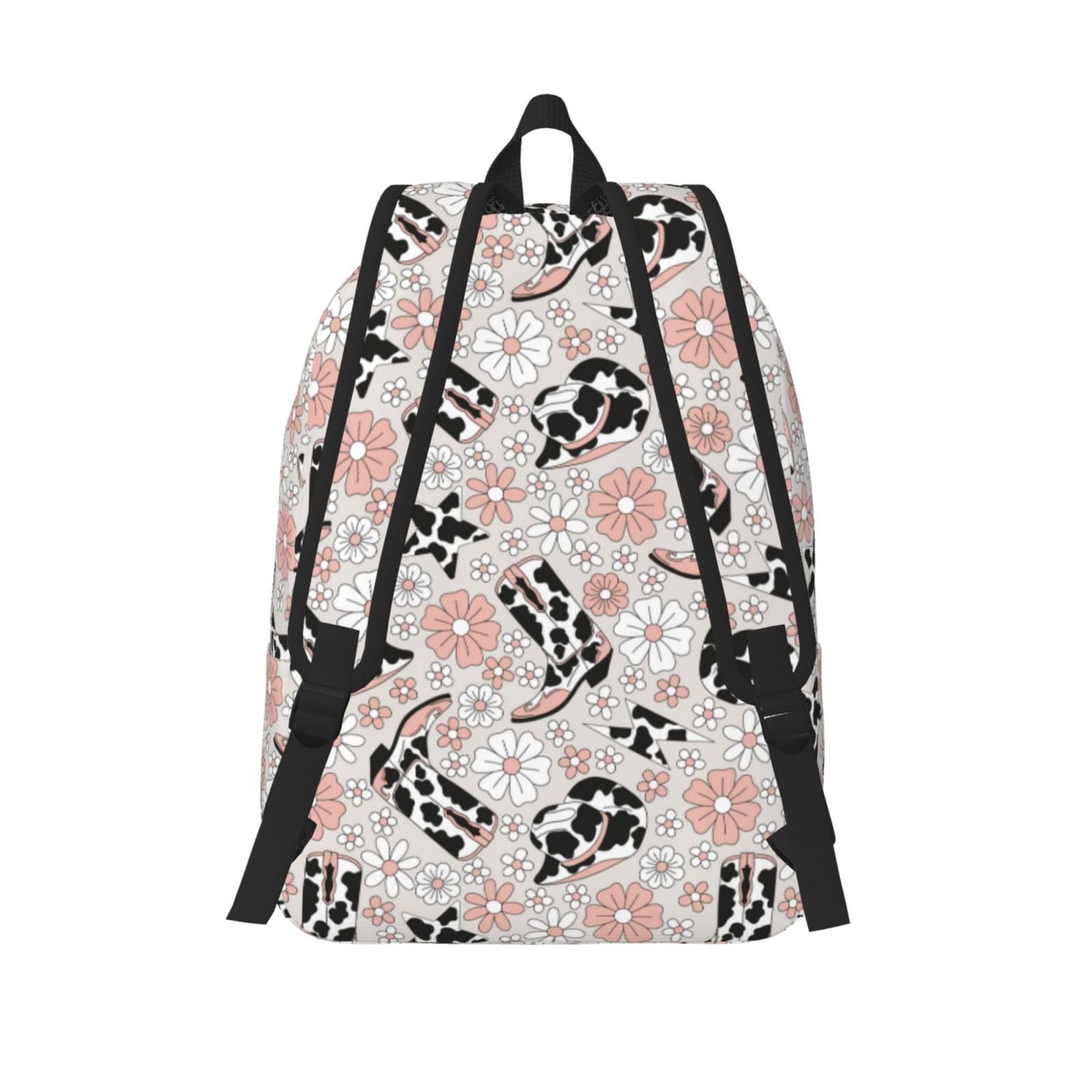 Travel Laptop Backpack - Cow Print Cowboy Hat Boots Flower Lightweight Canvas Backpack, Wear Resistant Computer Backpack Bag Fit {sizeName} Laptop for Men Women with Adjustable Padded Shoulder Straps