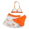 thumbnail image 5 of SGMVNU Girls 3 Piece Swimsuits Cute Bathing Suit Triangle Bikini Set with Beach Cover up Skirt Teen Kids Swimwear for Age 13-14 Years Kids, Orange-A, 5 of 6