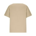 thumbnail image 6 of Lovskoo Women's Linen Shirts Short Sleeve Summer Loose Pollover Solid Color V-Neck Blouse Shirt Khaki, 6 of 9