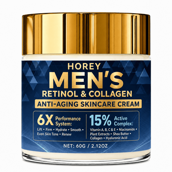Men's Deep Hydration Retinol Face Moisturizer with Collagen, Hyaluronic Acid, Niacinamide & Vitamins, Anti-Wrinkle Cream, 60g