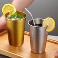 thumbnail image 6 of 5Pcs Stainless Steel Cups, Gold Shatterproof Metal Drinking Cups, Stackable Stainless Steel Tumblers for Travel, Camping, Outdoor Activities, 6 of 7