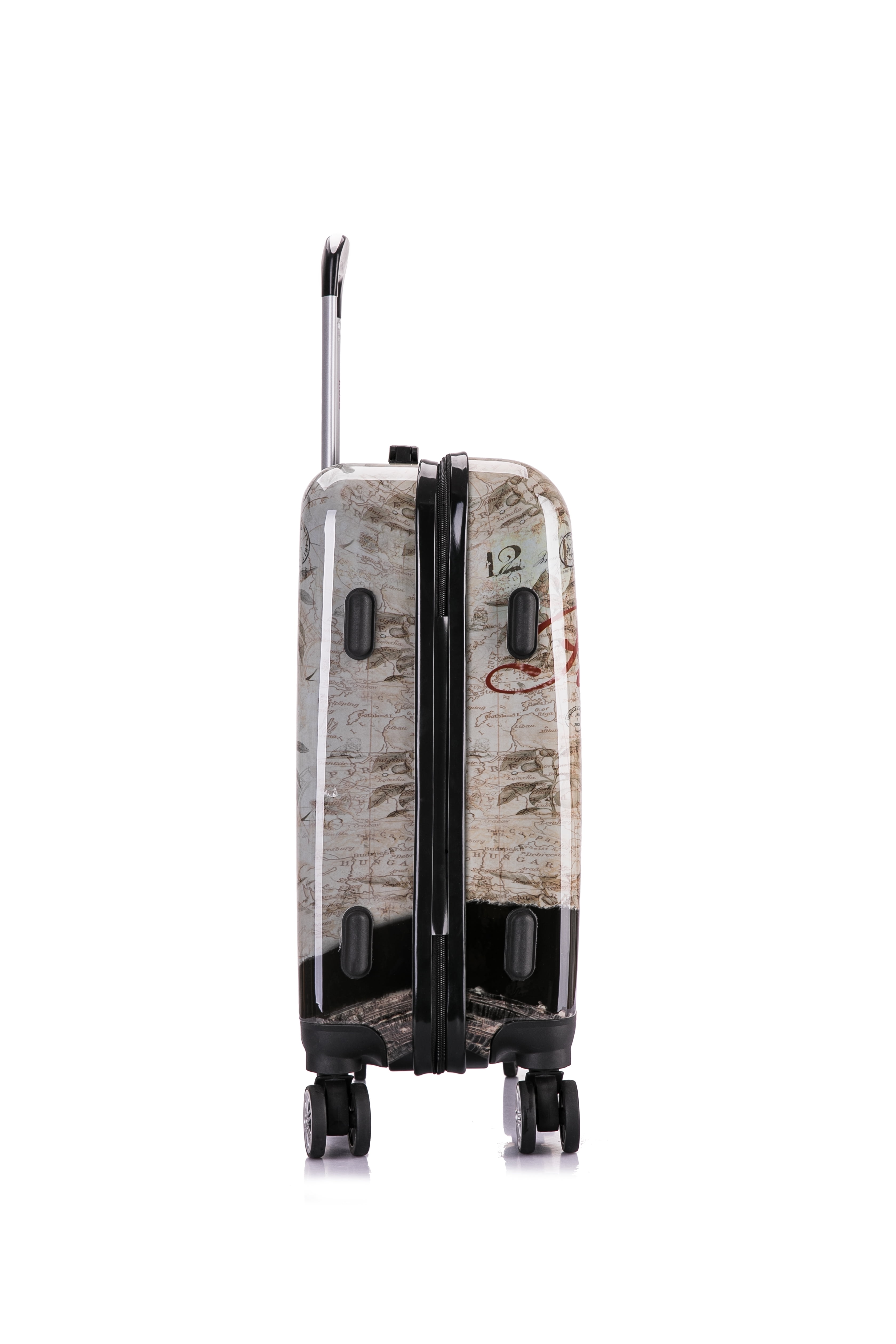 InUSA Print 20" Hardside Checked Luggage with Spinner Wheels, Handle and Trolley, Paris