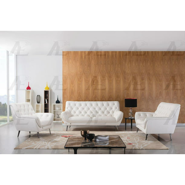 Modern White Italian Leather Sofa Set, Modern White Leather Sofa Set