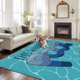 thumbnail image 3 of Area Rug 60×96in, Blue Water Ripples Floor Carpet Living Room Rug, Gradient This Way to The Pool Non-Slip Welcome Mat Indoor Rugs for Bedroom Dining Room, 3 of 9