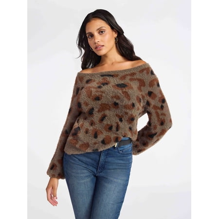 Sofia by Sofia Vergara Women's and Women's Plus Size Off Shoulder Sweater, Mid Weight, Size XS-4X