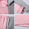 thumbnail image 4 of Women's 2 Piece Contrast Color Tracksuits Outfits Long Sleeve Hooded Sweatshirt Elastic Drawstring Waist Sweatpants, S-2XL, 4 of 9