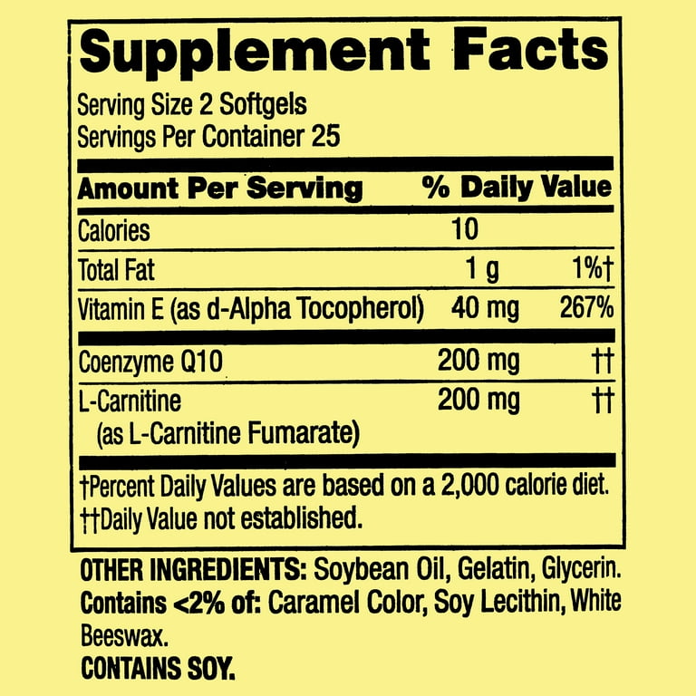 coq10 plus l-carnitine benefits Spring Valley CoQ10 Plus L-Carnitine Heart Health Dietary Supplement  Softgels, 100 mg, 50 Count HSA/FSA Eligible