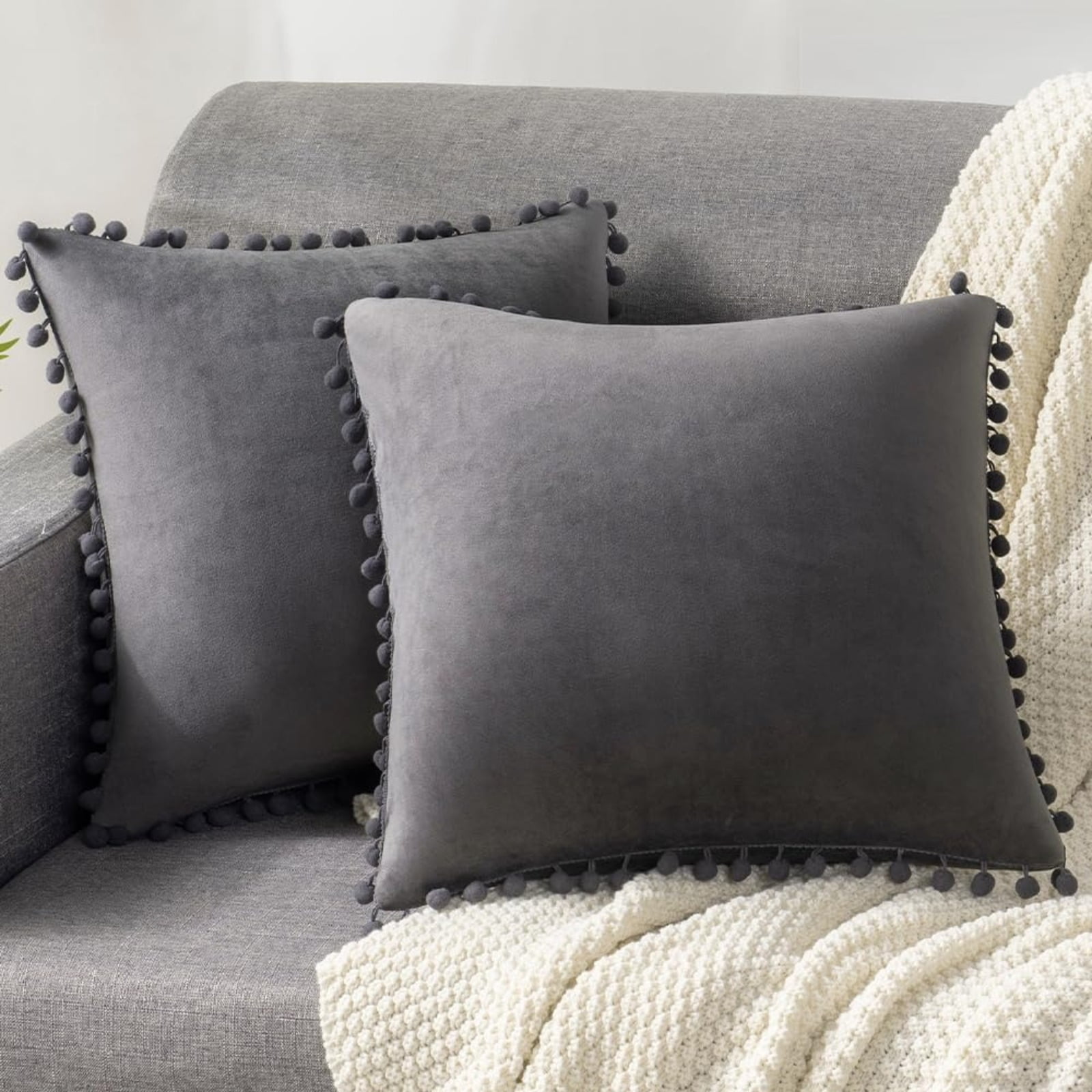 20×20 Inch Decorative Throw Pillow Cover 2-Pack Soft Textured Accent Cushion for Sofa Bed Living Room Home Decor