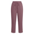 thumbnail image 7 of Oksale Lightweight Pants for Women Petite Breathable Cozy Elastic Waisted Cotton Linen Pants with Pockets Loose Straight Leg Ankle Summer Pants 2026 Pink M, 7 of 7