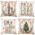 thumbnail image 1 of Fundas de almohada decorativas navideñas de cascanueces de color rosa de 18 x 18, juego de 4 decoraciones navideñas de cascanueces de color rosa claro para interiores, 1 of 5