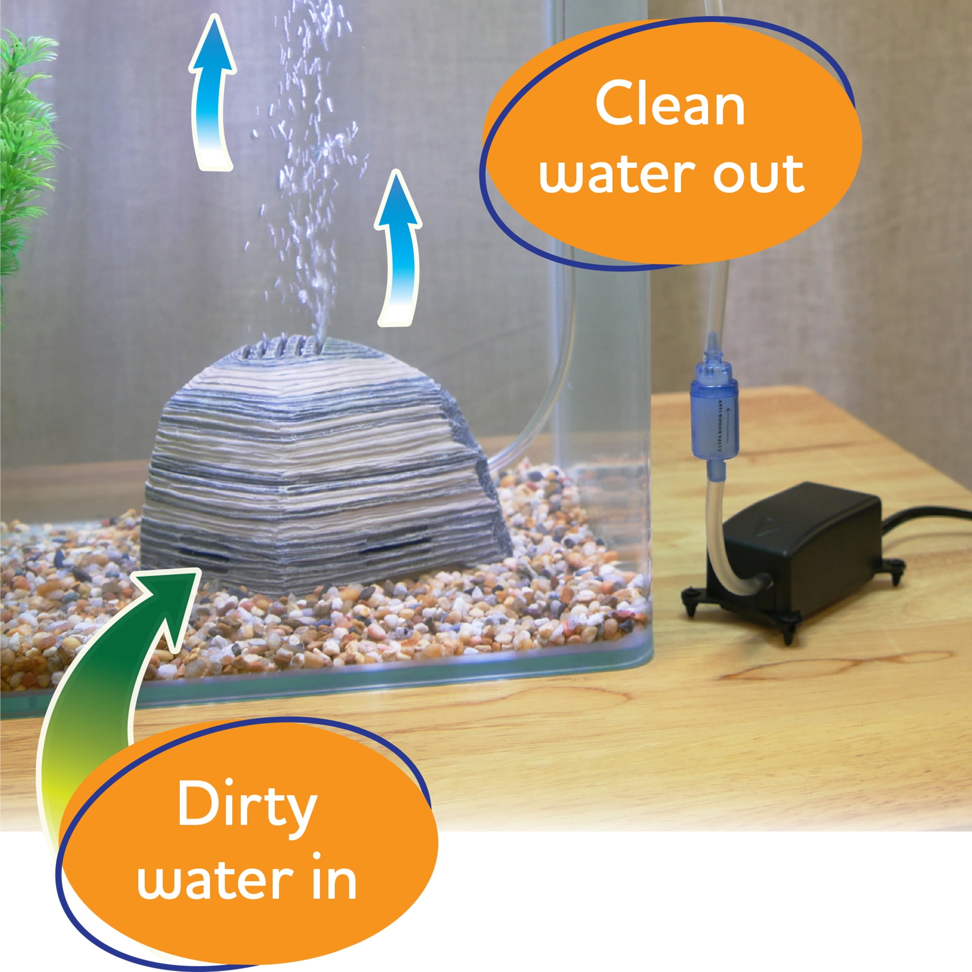 Penn-Plax Decorative Striped Rock Bubble Aquarium Filter