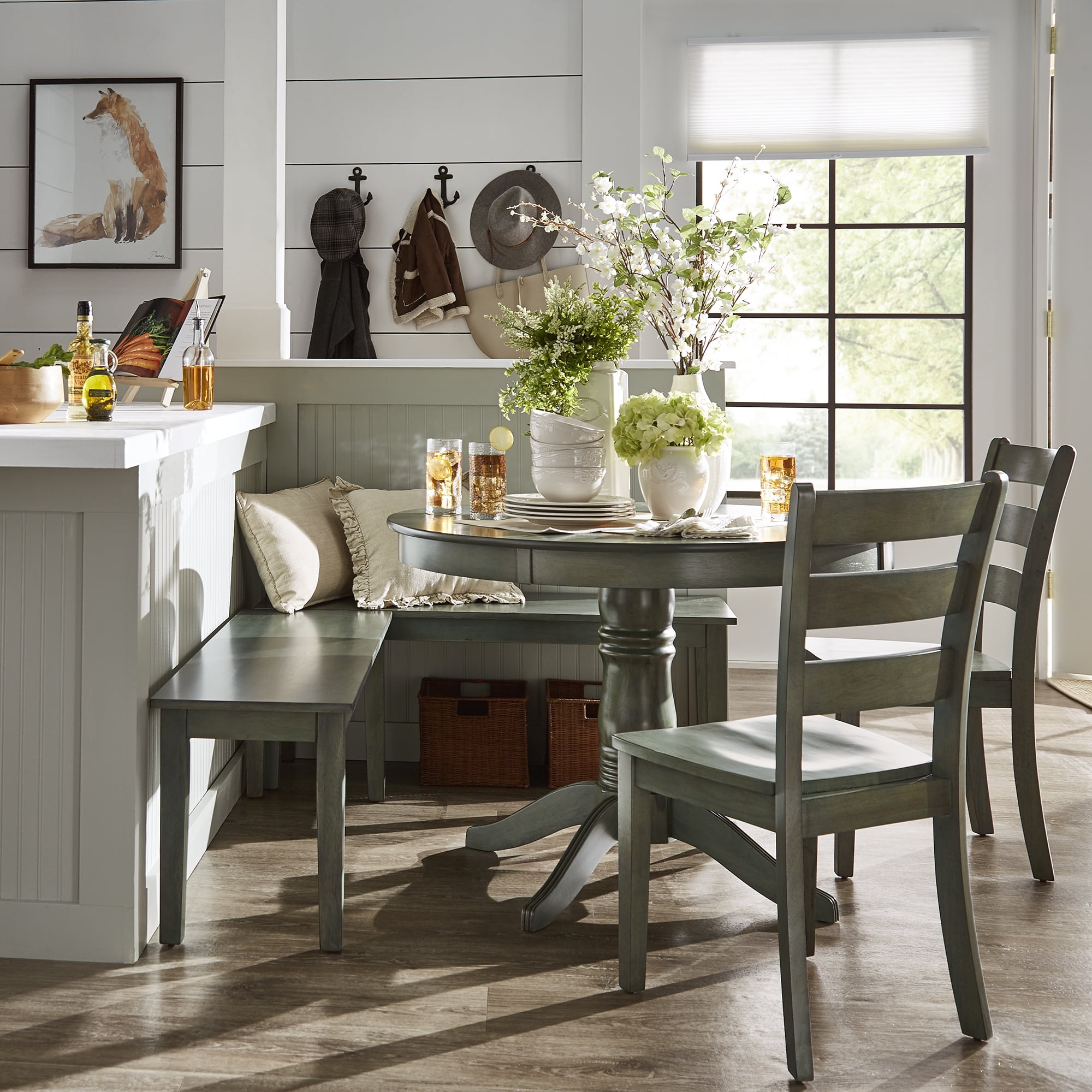 Weston Home Lexington 5-Piece Breakfast Nook Dining Set, Round Table