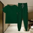 thumbnail image 2 of Conjunto de uniforme para mujer, traje cómodo, sencillo, con múltiples bolsillos, ligero, escote en V, duradero, informal, pantalones de , Verde S Salvador Blusa y pantalones médicos, 2 of 10