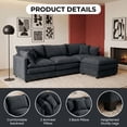 thumbnail image 6 of CKEASEAN Chenille Modular Sectional Sofa with Movable Ottoman, 102" Comfy L Shaped Cloud Sectional Couch, Deep Seat Convertible 3-Seater Couches for Living Room, Apartment, Easy Assembly, 6 of 21