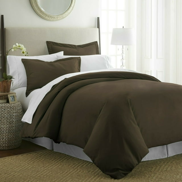 Brown Duvet Cover Twin/Twin XL Size Set, 2 Pcs Soft Comfy Duvet Not Quilted Set (1 Bedding Duvet Cover, 1 Pillowcase) with Zipper Closure