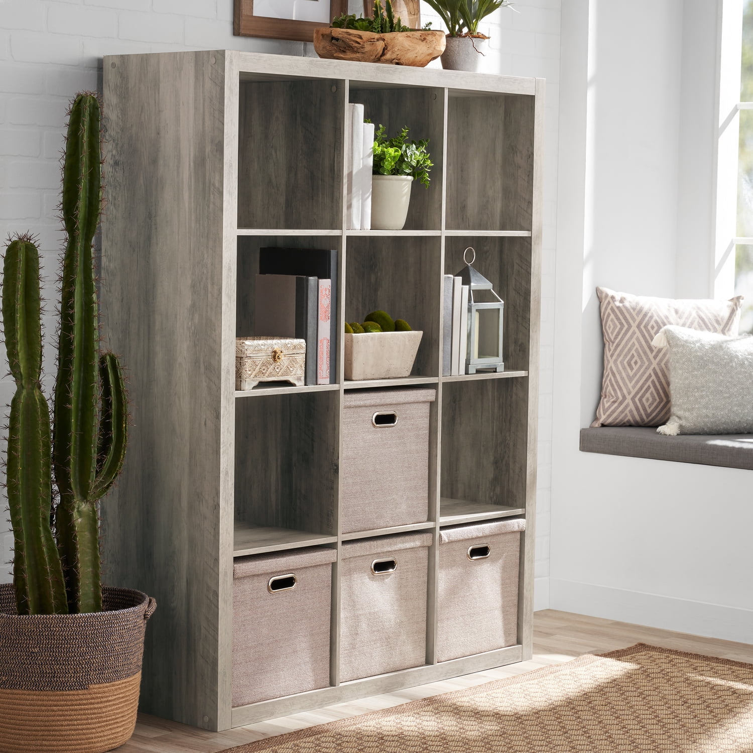 Better Homes & Gardens 12 Cube Storage Organizer, Rustic Gray