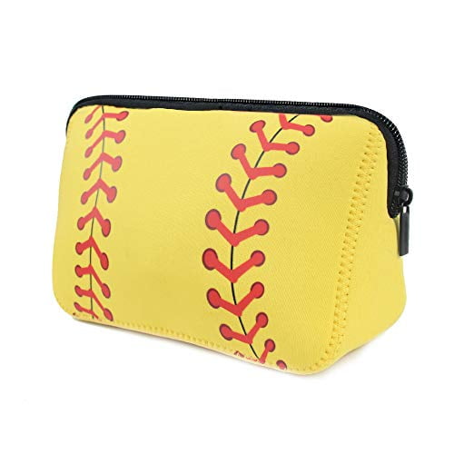 Softball Makeup Bag Pouch Gifts for Women Neoprene Waterproof Travel