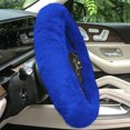 thumbnail image 4 of FH Group Doe16 Faux Fur Cozy Soft Fluffy Fuzzy Universal Fit Plush Steering Wheel Cover for Car, SUV, Van, Truck - Blue, 4 of 6