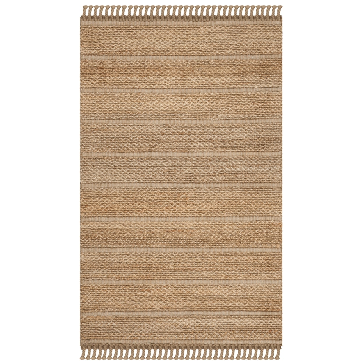 SAFAVIEH Natural Fiber Carrie Braided Area Rug, Natural/Light Grey, 5' x 8'