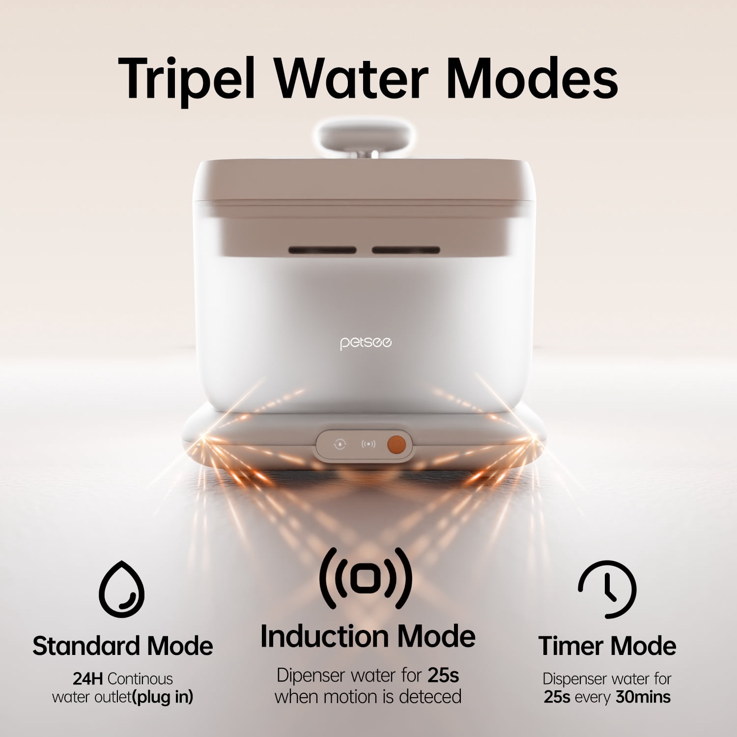 Thermostatic Automatic Pet Water Fountain, Cordless Pet Water Dispenser, Heating Function, 4.5L with Stainless Steel Tray for Cats Dogs Multiple Pets Indoor, S7 Plus White