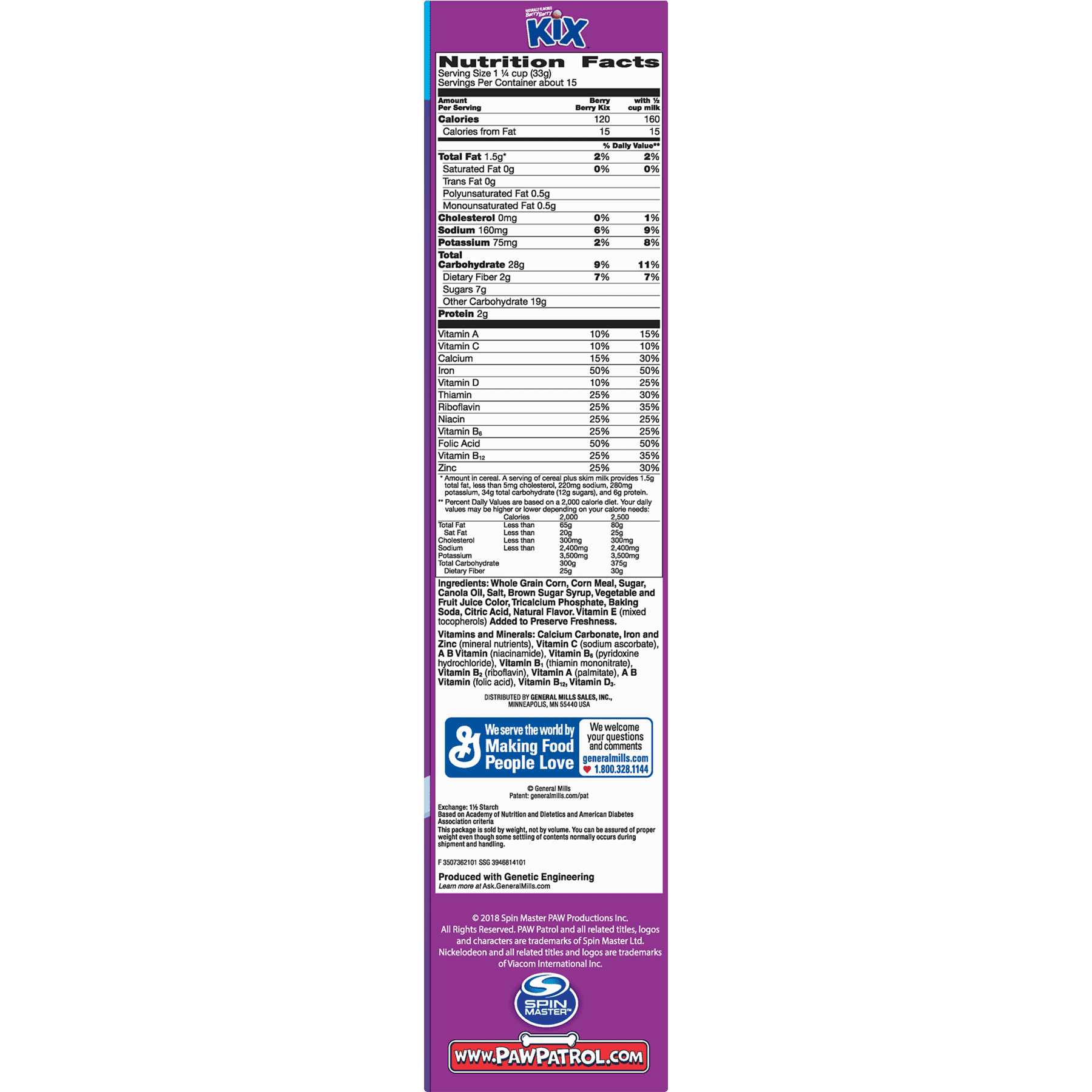 Kix Cereal Nutrition Label 1stadenium