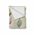 thumbnail image 2 of Rose Soft Flannel Fleece Throw Blanket, Vintage Postcard Design Delicate Flower Blossom Hand Drawing Print, Cozy Plush for Indoor and Outdoor Use, 50" x 60", Tan Pale Pink Green, by Ambesonne, 2 of 6
