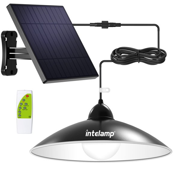 Intelamp Luces Solares Colgantes Luces Solares Para Cobertizo Con Control Remoto Luces Solares Para Interiores Y Exteriores Luces Colgantes Para Trastero, Hogar, Patio, Porche, Balcón