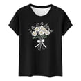 thumbnail image 5 of DPTALR Women's Summer Fitted Casual Floral Print Round Neck Short Sleeve T-Shirt,Black,Size S, 5 of 5