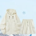thumbnail image 2 of FRSASU Mens Solid Basic Long Sleeve Loose Hoodie Sweatshirt Drawstring Elastic Waist Shorts Set Beige, 2 of 9