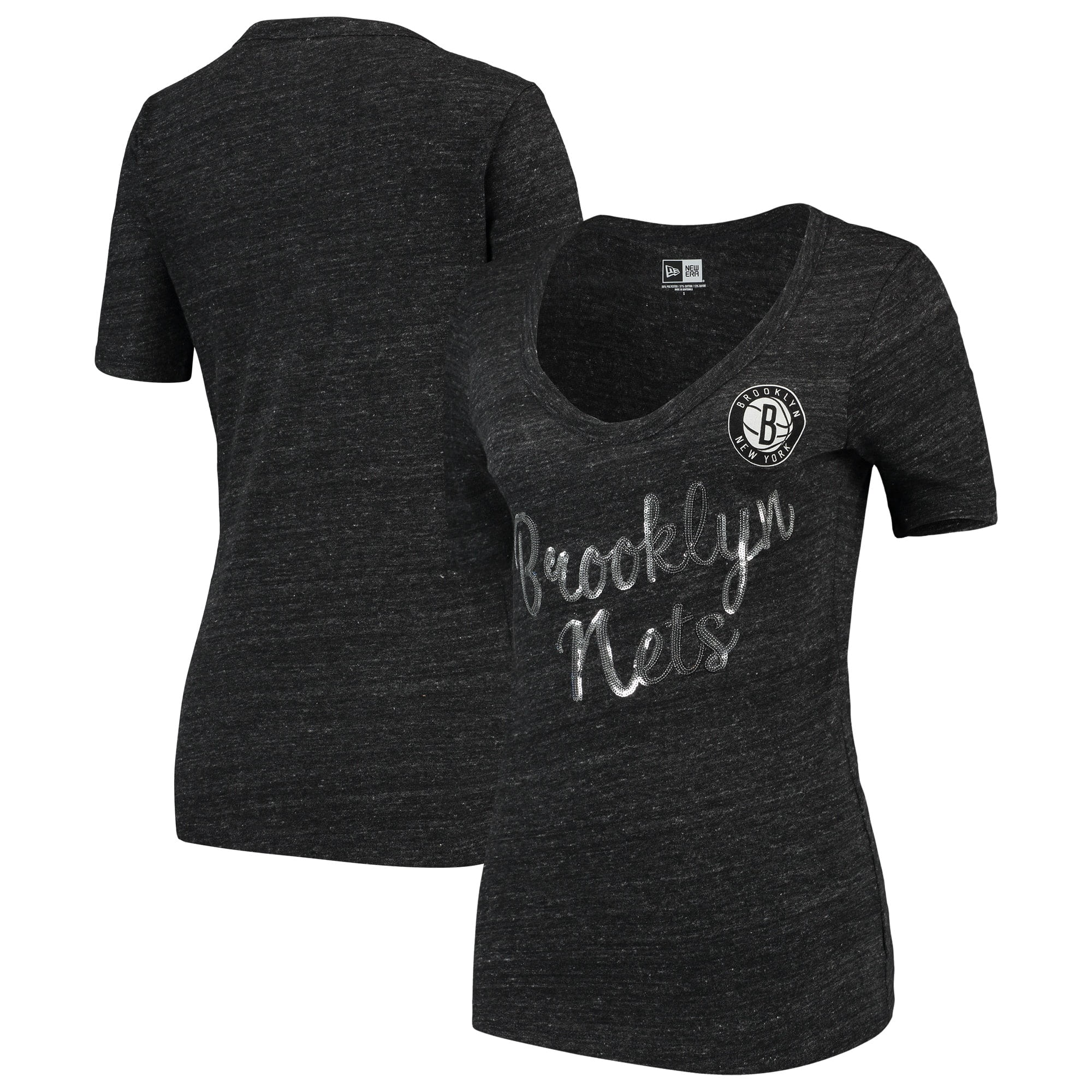Brooklyn Nets New Era Women's TriBlend UNeck Jersey TShirt