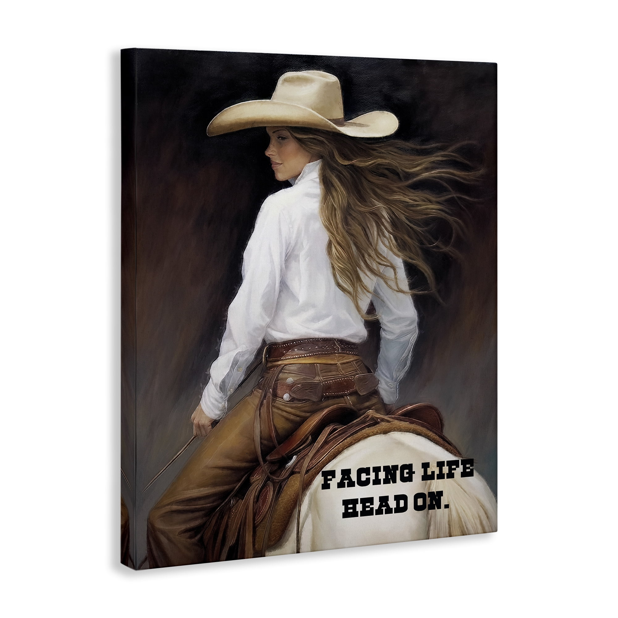 Stupell Industries Face Life Head On People Painting Wrapped Canvas Art Print Wall Art, 30 x 40