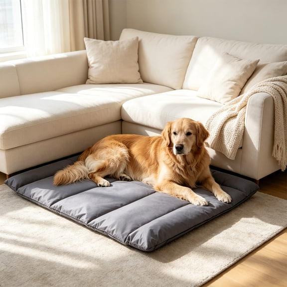 Waterproof Non-Slip Pet Sleeping Mat Washable Soft Pad with Thermal Cotton Filling for Cats and Small to Medium Dogs Indoor and Outdoor Use