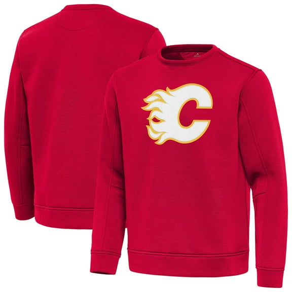 Men's Antigua Red Calgary Flames Relevant Lightweight Pullover Sweatshirt