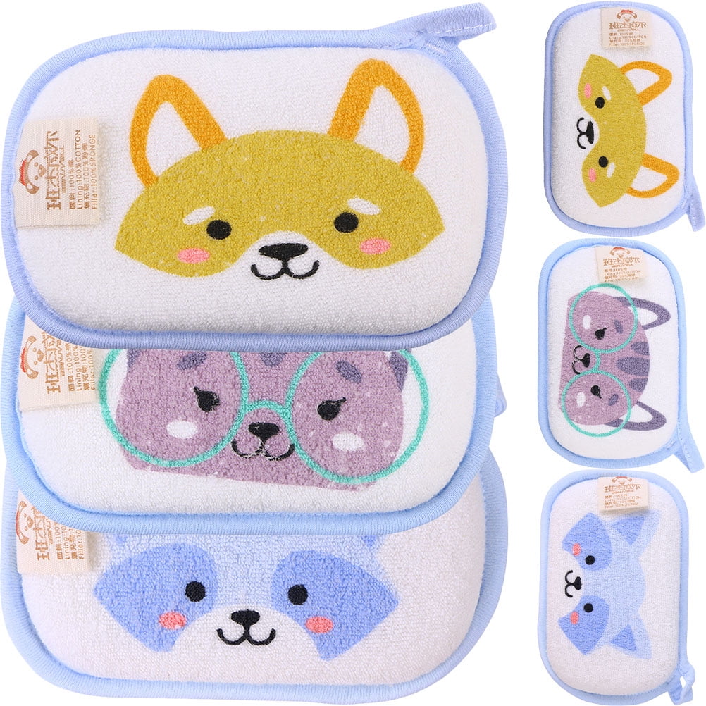 6Pcs Baby Bath Mitts Cartoon Washcloths Gloves Animals Baby Wash Mitts