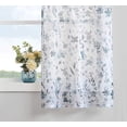 thumbnail image 4 of Blue and Grey Floral Sheer Kitchen Curtains and Valances Set for Cafe 3 Piece Watercolor Flower Print Tiers&Valance Set 36 inch Length Rod Pocket, 4 of 6