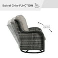thumbnail image 5 of PARKWELL 3-Piece Outdoor Swivel Gliders with Side Table - Patio Wicker Bistro Furniture Set for Porch Deck Backyard - Beige Cushioned Swivel Rocking Chairs in Gray Wicker, 5 of 10