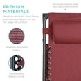 thumbnail image 6 of Best Choice Products Folding Zero Gravity Recliner Patio Lounge Chair w/ Canopy Shade, Headrest, Tray - Burgundy, 6 of 8