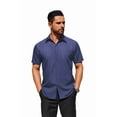 thumbnail image 7 of COOFANDY Business Casual Shirts for Men Short Sleeve No Tuck Shirt Office Polka Dot Print Dress Shirt Navy Blue, 7 of 7