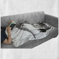 thumbnail image 6 of Dinosaur Soft Flannel Fleece Blanket, Silhouettes of People Looking at a Tyrannosaurus Rex Skeleton in a Museum, Cozy Plush for Indoor and Outdoor Use, 70" x 90", Dimgrey Black White, by Ambesonne, 6 of 6