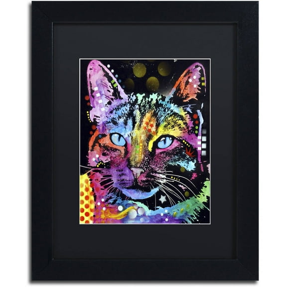 Trademark Fine Art "Thoughtful Cat" Canvas Art by Dean Russo, Black Matte, Black Frame