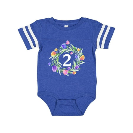 

Inktastic 2nd Birthday Tulip Flower Wreath Gift Baby Boy or Baby Girl Bodysuit