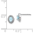 thumbnail image 2 of 14K White Gold Plated Diamond & Cabachon Aquamarine Stud Earrings, 2 of 5